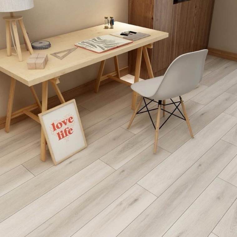 Light oak waterproof laminate flooring in a home office