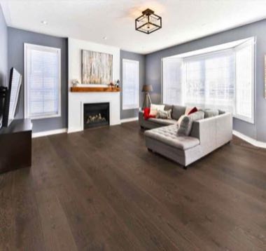 Anaheim engineered oak flooring styled in a comfortable living room