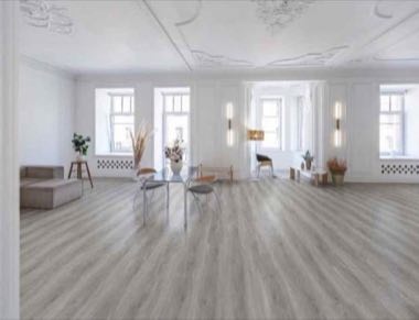 Dry back glue-down vinyl plank flooring installed in a modern interior