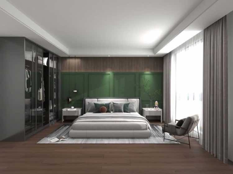 San Juan 12mm waterproof laminate flooring styled in a modern room
