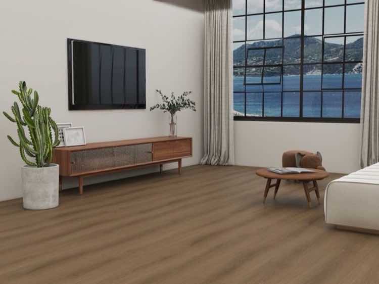 Santiago 12mm waterproof laminate flooring styled in a cozy interior
