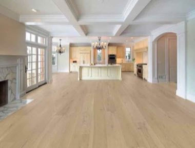 Thousand Oaks wide-plank European oak flooring in a styled room